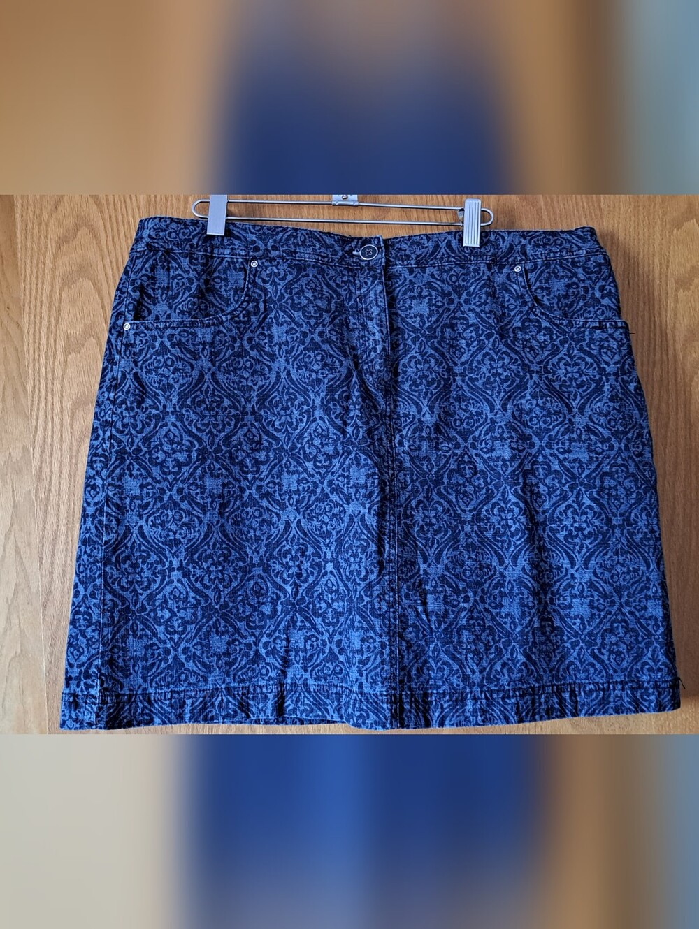 Blue Patterned Women's Denim Skort